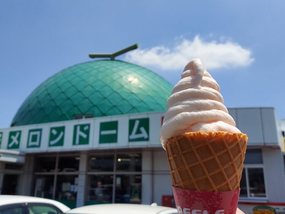 「道の駅七城メロンドーム」の生赤メロンソフトクリーム