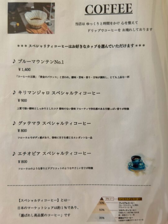 「森の音色」メニュー