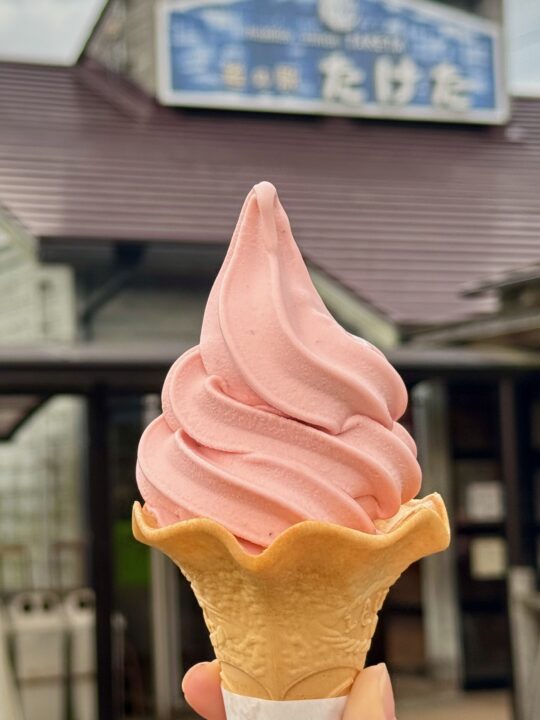 「道の駅 竹田」いちごソフトクリーム