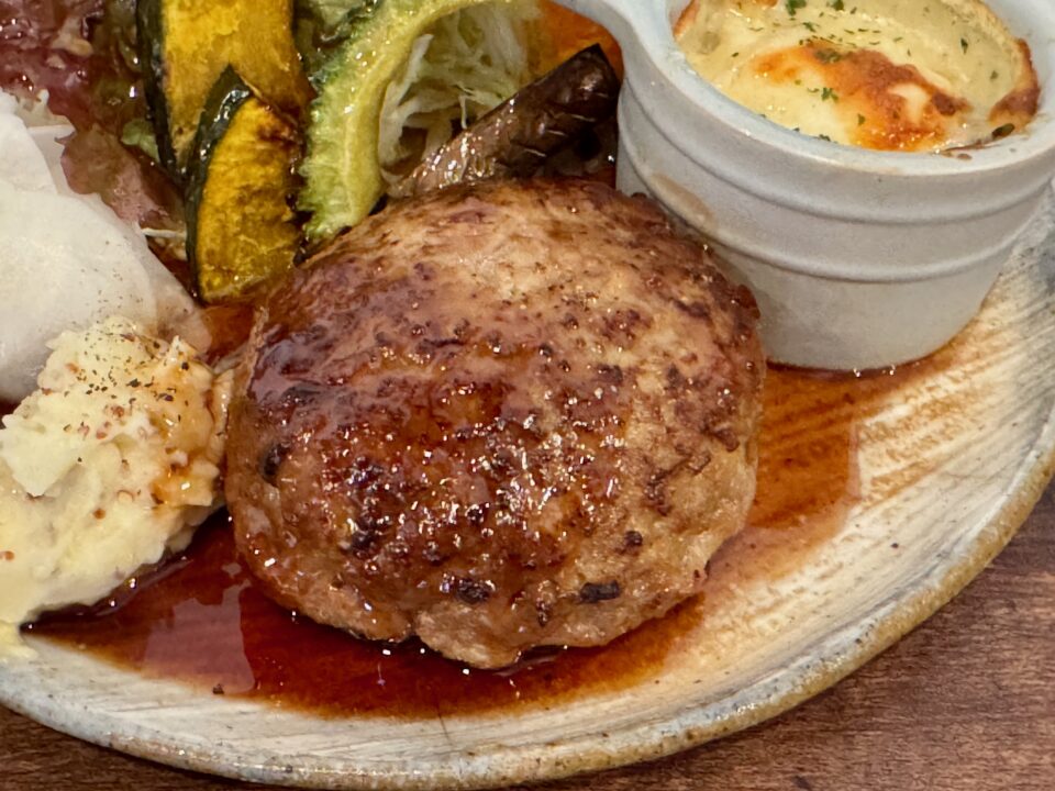 「cafe Green Brown（カフェ グリーン ブラウン）」県産ハンバーグと彩りサラダといろいろプレート