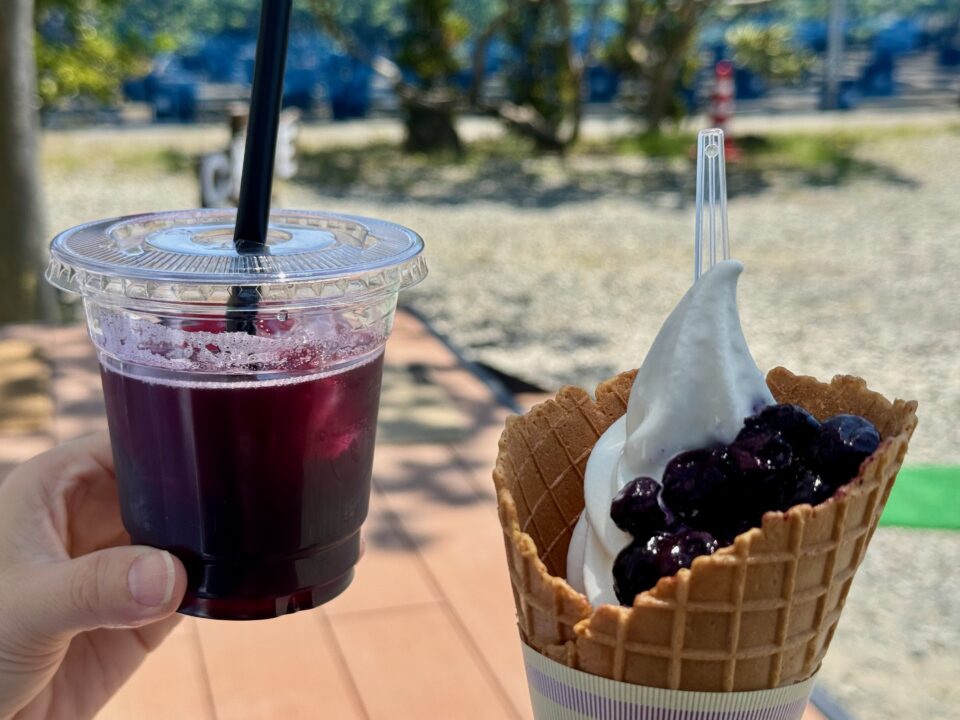 「ASOBLUE CAFE」ブルーベリーソフト&ブルーベリースカッシュ